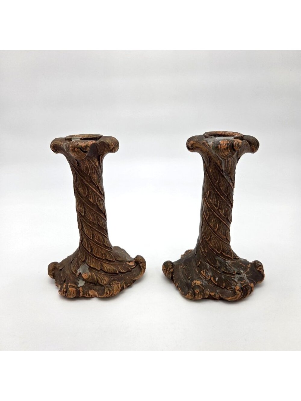 Pair of Vintage Syroco Wood Candle Holders Borghese Style
